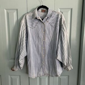 Y2K Tianello Womens Chambray Button Up Balloon Sleeve Top Large Vtg 90s Western